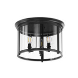 Savala 3-Light Classic Candle Glass Black Dimmable Flush Mount Light