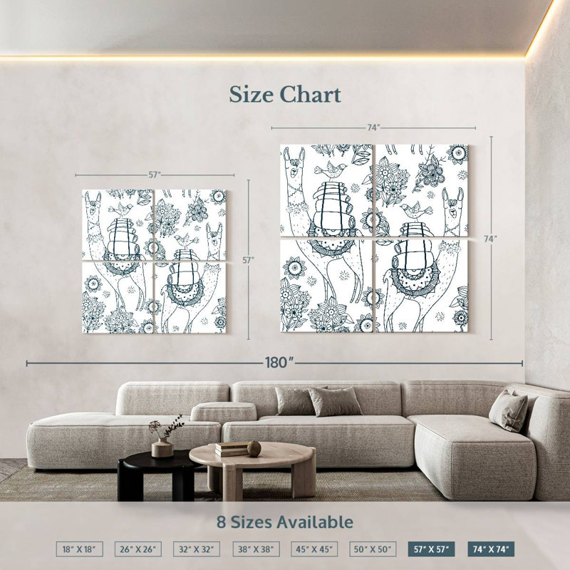 Brampt Llamas And Friends, 74'' H x 74'' W