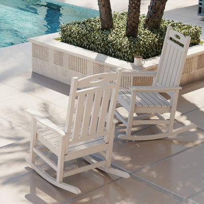 Outdoor Rocking Chair Set of 2, HDPE Patio Rocking Chair for Adults, Oversized Outdoor Rocker for Porch Garden Lawn
