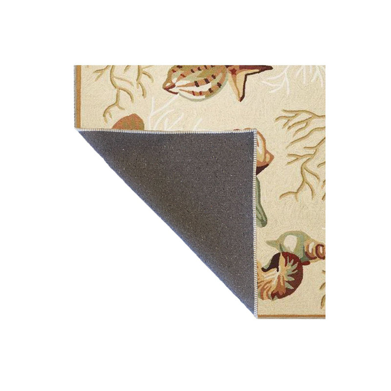 Tapis décoratif tissé lavable à motif étoile de mer, Sous-tapis rond 3 pi 3 po inclus
