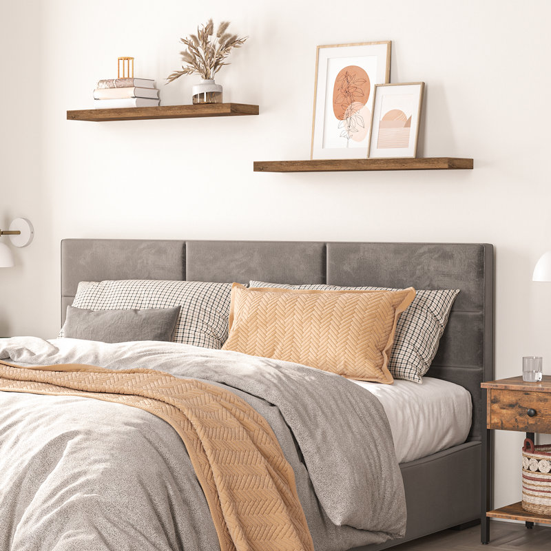 Kayleah 2 Piece Floating Shelf, 1.5" H x 31.5" W x 7.9" D, Rustic Brown
