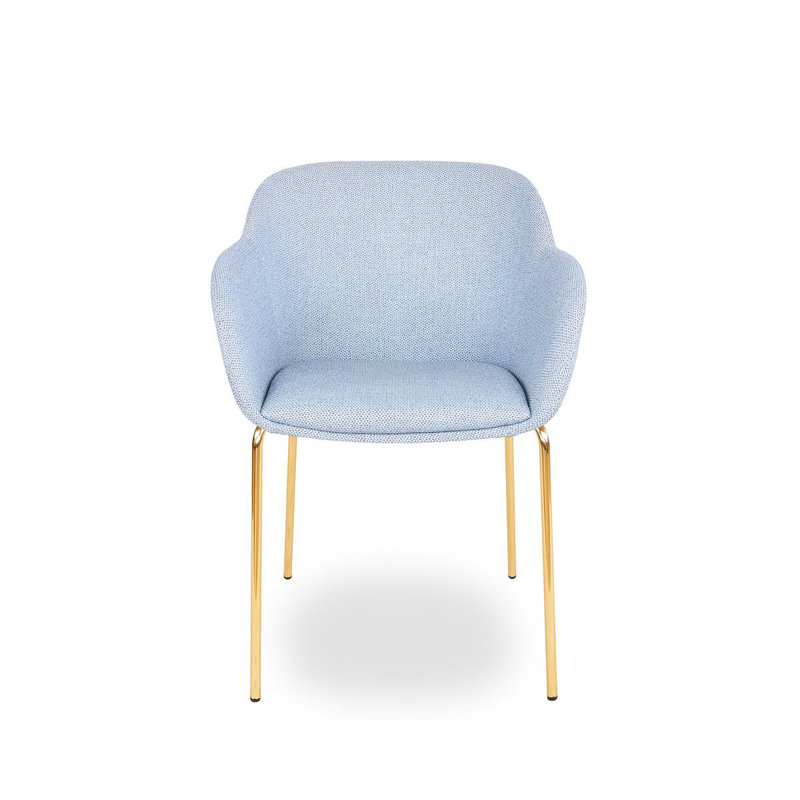 Dauntsey 43cm H Velvet Upholstered Armchair, Azure, Gold