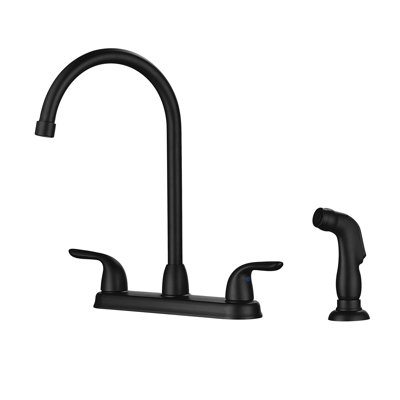 Kitchen Sink Faucet Matte Black, 2 Handles & Pull-Out Side , 4 Installation, 304 Stainless Steel, Design, 360 High Arc Swivel Spout, 8.7" Spout Height, 1.75 Gpm Max Flow And Install, Stainless,