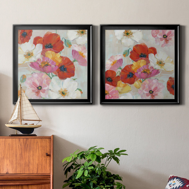 «Confetti Flowers I», reproduction de photo sur toile 2 pièces, H 30,5 po x l 61 po x P 1,5 po, Noir
