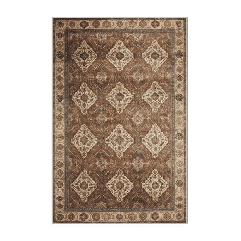 Tapis brun lavable à la machine, Rectangle 5 pi x 8 pi