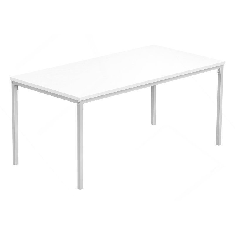 Table basse, accent, cocktail, rectangulaire, stratifié blanc, métal gris, Blanc