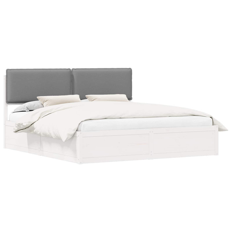 Solid Wood Bed Frame, Super King (6'), White/Light Grey