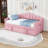 Twin Upholstered Daybed with Trundle, Side Pockets and USB-569759389