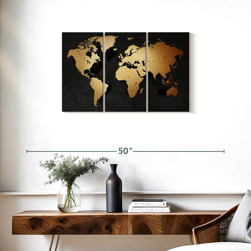 «Gold Map», reproduction sur toile, H 33 po x l 20 po x P 1,25 po