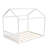 Queen Size Wooden House Bed With Headboard,White-1387314131
