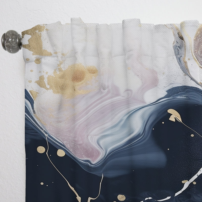 Edda - Pierres énigmatiques bleues et blanches III - Rideau de marbre abstrait - Velours obscurcissant - 1 panneau