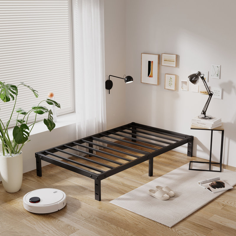 10" Steel Twin Bed Frame Heavy-Duty Noise-Free No Boxspring Needed with Rubber Corner Guards, Twin, 10"