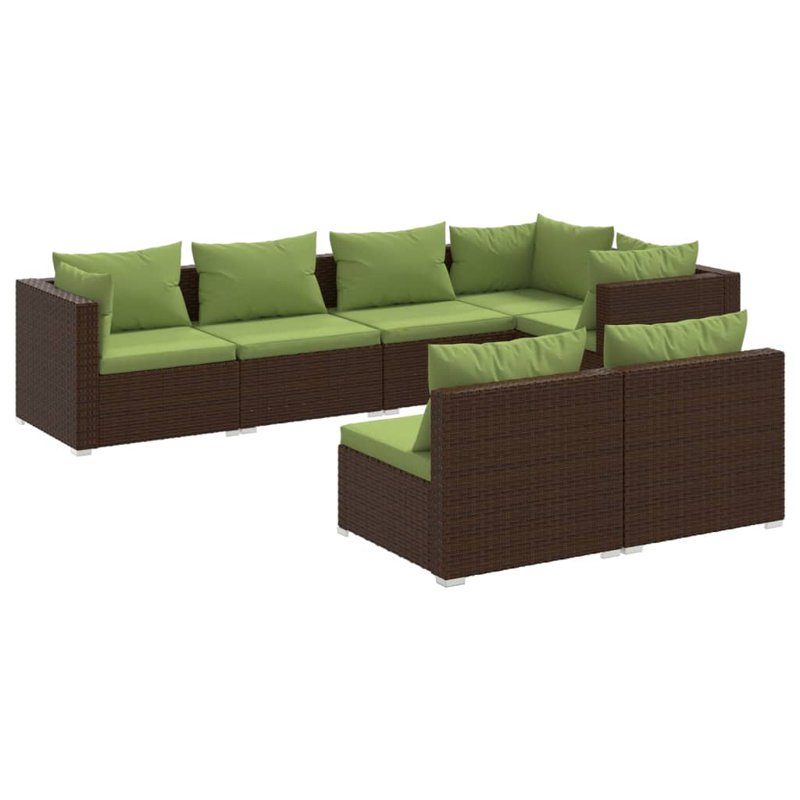 Ensemble de conversation modulaire 9 pièces, 3x corner + 4x middle, Brun et rouge cannelle