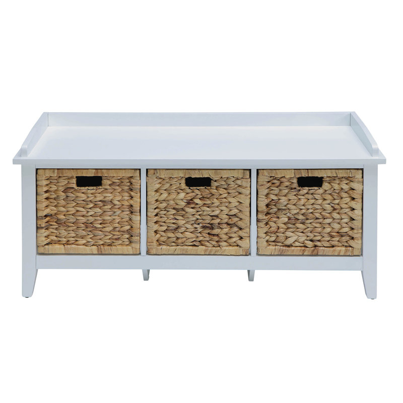 Banc fonctionnel beige avec 3 espaces de rangement pour panier gardé Compartiments dissimulés polyvalents