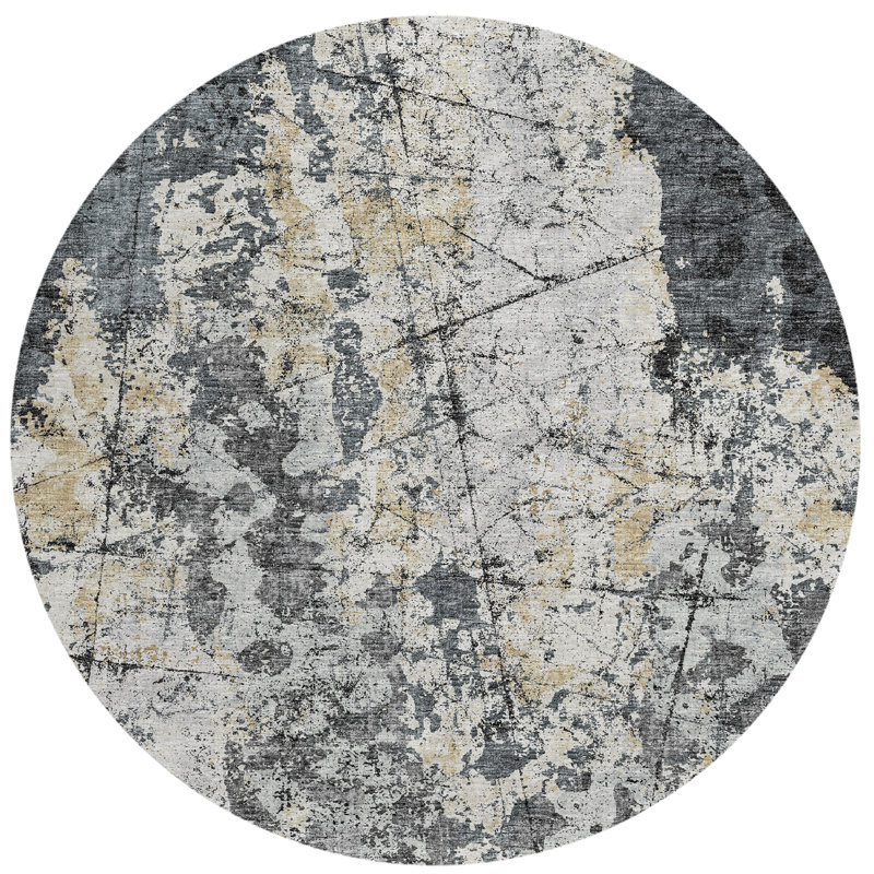 Frobisher Washable Abstract Indoor / Outdoor Rug, Round 8'