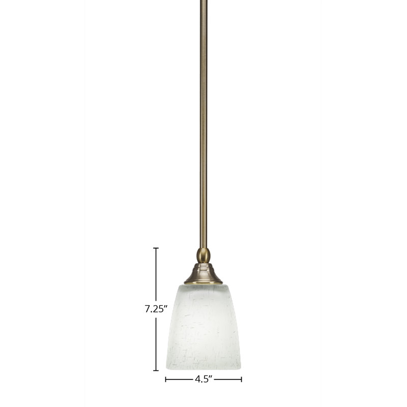 Mini-luminaire suspendu suspendu au fini nouvel âge avec verre carré en mousseline de 4,5 po, Laiton New Age