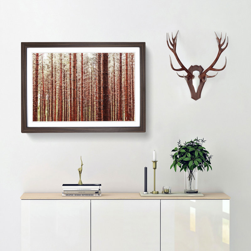 Red Forest in the Autumn - Picture Frame Photograph Print, 36cm H x 48cm W x 2cm D, Walnut Framed
