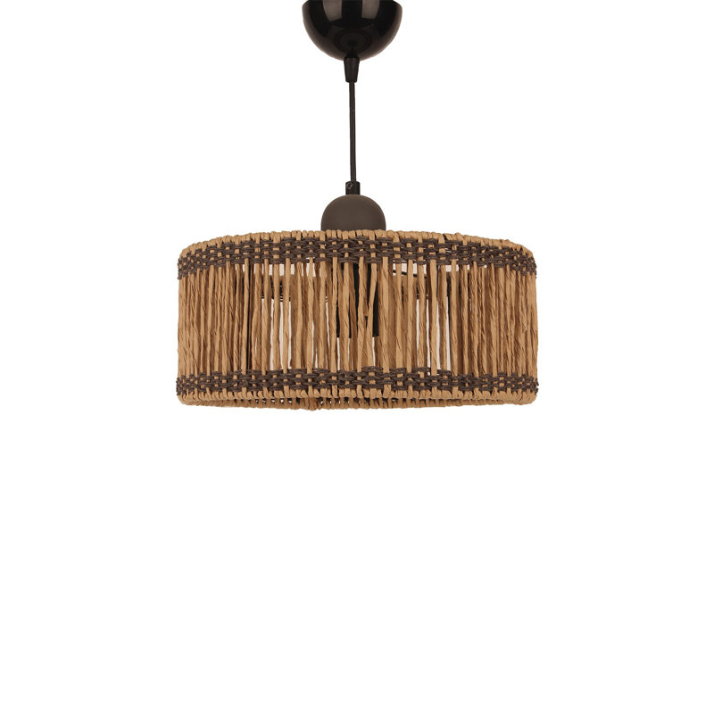 Elegant Adjustable Chandelier, Ecru Metal Body, Ø11.8 x H7.9 Inches | Macrame Cap, Max 40W E27 Socket, Total Height: 8.7 - 24.4 Inches | Stylish Lighting for Living Room, Dining Room & Entryway, Modern Design