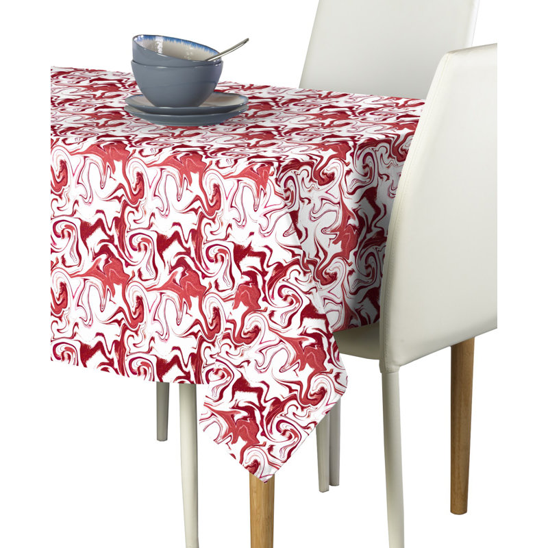 Longe Abstract Tablecloth, 104" L x 60" W, Red