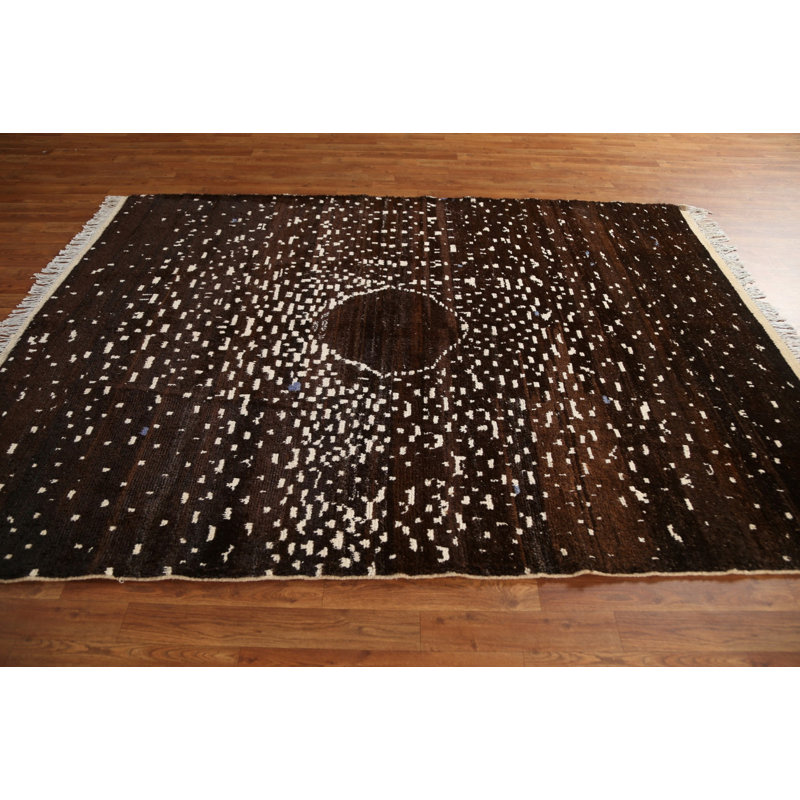 Tapis brun marocain fait à la main 6 x 8