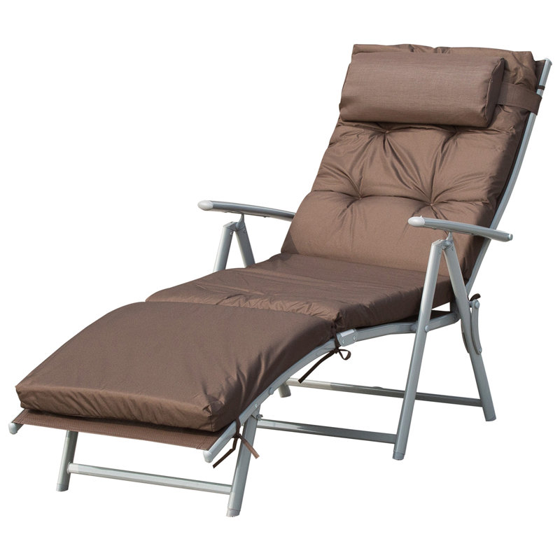 Aymelia 137 cm Long Reclining Single Chaise with Cushions, Brown