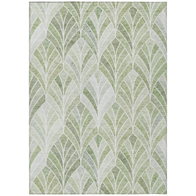 HomeRoots 3' X 5' Sage Artichoke Green And Mint Green Geometric Washable Indoor Outdoor Area Rug