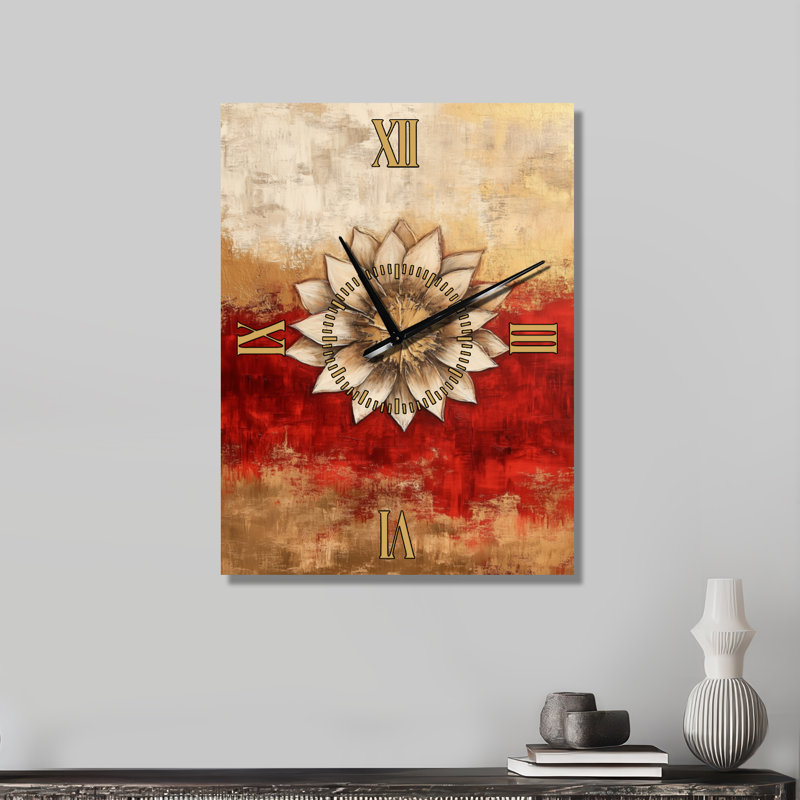 Mandala du Soleil Sacré II - Horloge Murale Bohème, H 32 po x l 24 po - Rectangle