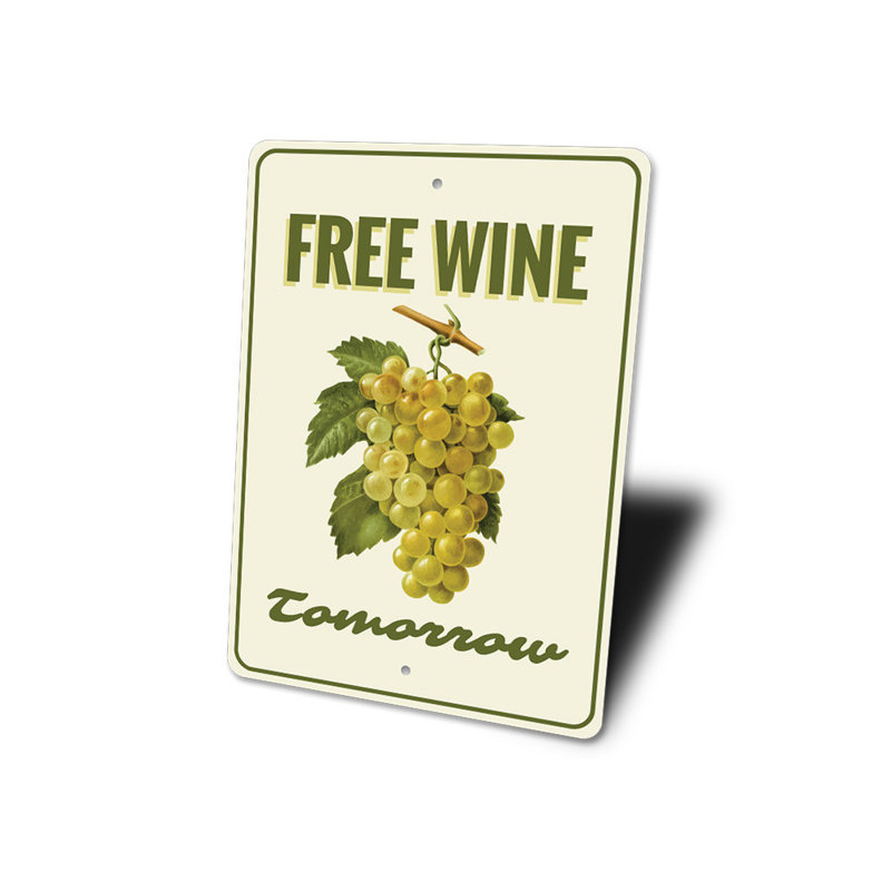 Plaque en aluminium Free Wine, H 18 po x l 12 po x P 0,06 po