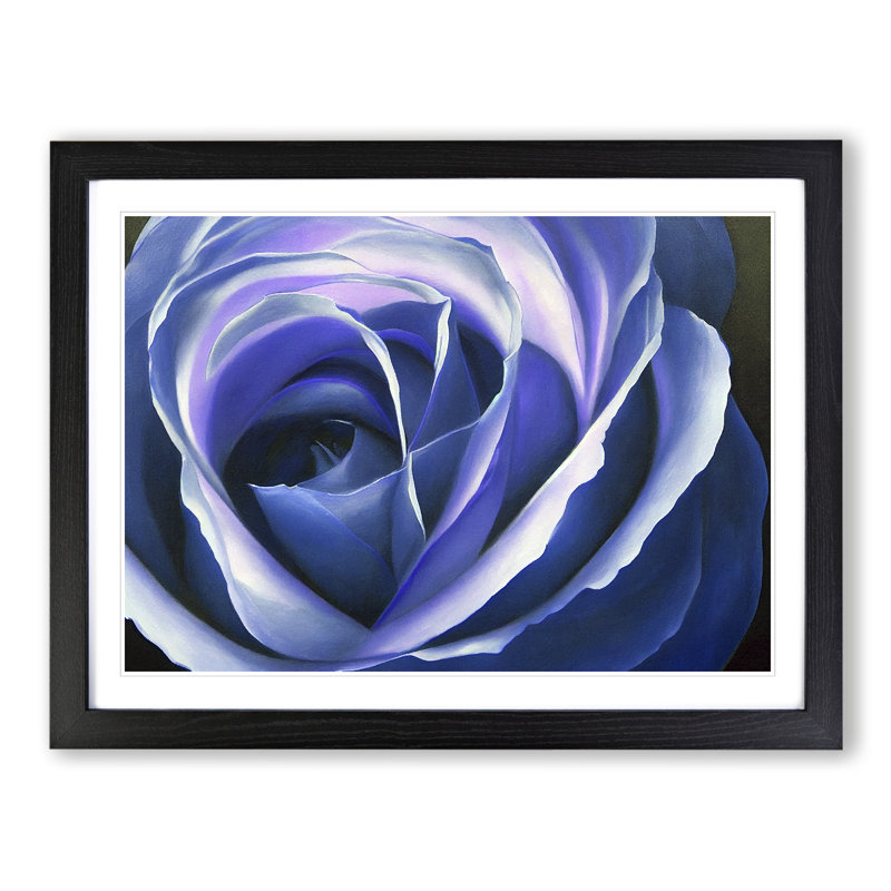 Pristine Rose Flower 1 Piece Single Picture Frame Wall Art, 46cm H x 64cm W x 2cm D, Black Framed