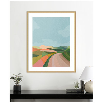 «Beautiful Landscape with Road» par juillet, reproduction d'art encadrée
