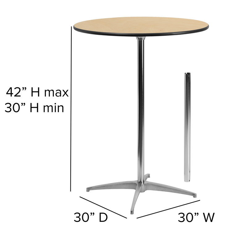 Aurelia 42" Oak and Chrome Round Outdoor Cocktail Table
