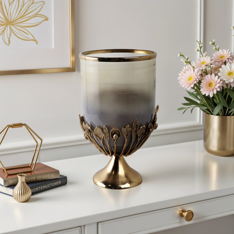 Sagebrook Home Eaves Glass And Metal Hurricane, 19" H x 11" W x 11" D