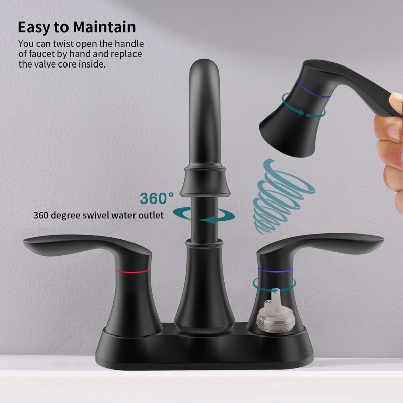 Precision Control Matte Black Contemporary Residential Use - 360° Swivel, 2-handle Design