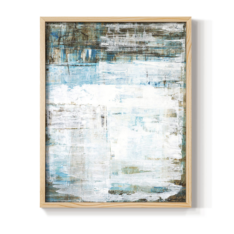 Reproduction encadrée en verre de plage - bois massif, Naturel, H 15 po x l 12 po