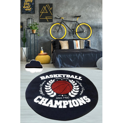 Stylish Round Carpet, 47.2 in Diameter, 100% Polyester, 0.4 in Pile Height | Antibacterial, Non-Slip Underside, Machine Washable | Perfect for Living Rooms, Bedrooms & Play Areas, Easy to Maintain & Durable