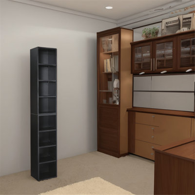 Étagère multimédia à 8 niveaux, armoire de rangement compacte CD DVD, bibliothèque multifonctionnelle à deux étages