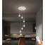 Lustre suspendu à 6 lumières en cristal argenté, à intensité variable et hauteur réglable, avec LED.
