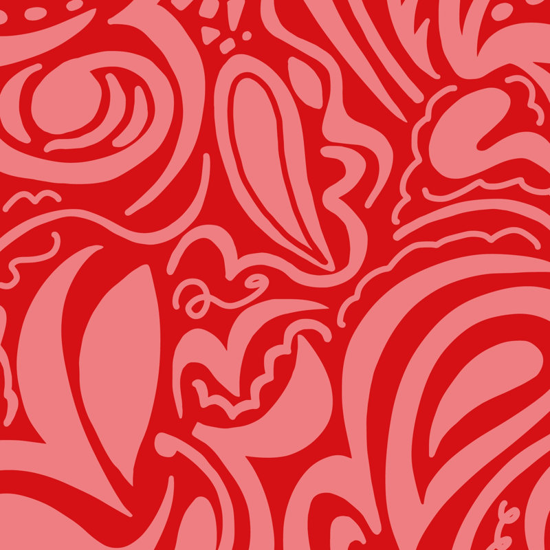 Abstract Pattern Wallpaper Curves Red Decorative Mural