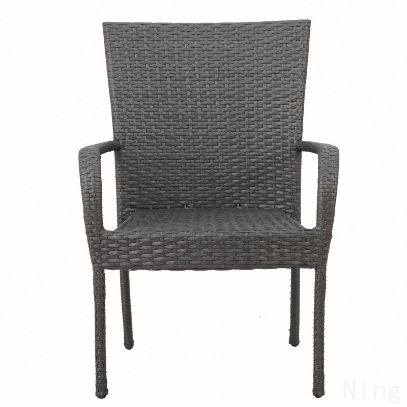 Chaise empilable en osier 1 pièce gris