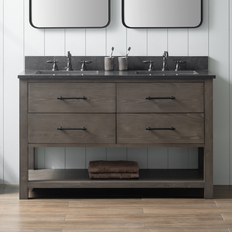Ensemble de meuble-lavabo double 54 po Keri, Gris fumée