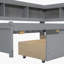 Lit-bibliothèque en forme de L gris en bois massif Watsons avec prises de courant, ports de chargement USB et deux tiroirs de rangement-2001601583-2001601576