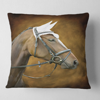 Portrait of Horse with Ears Square Pillow Cover & Insert