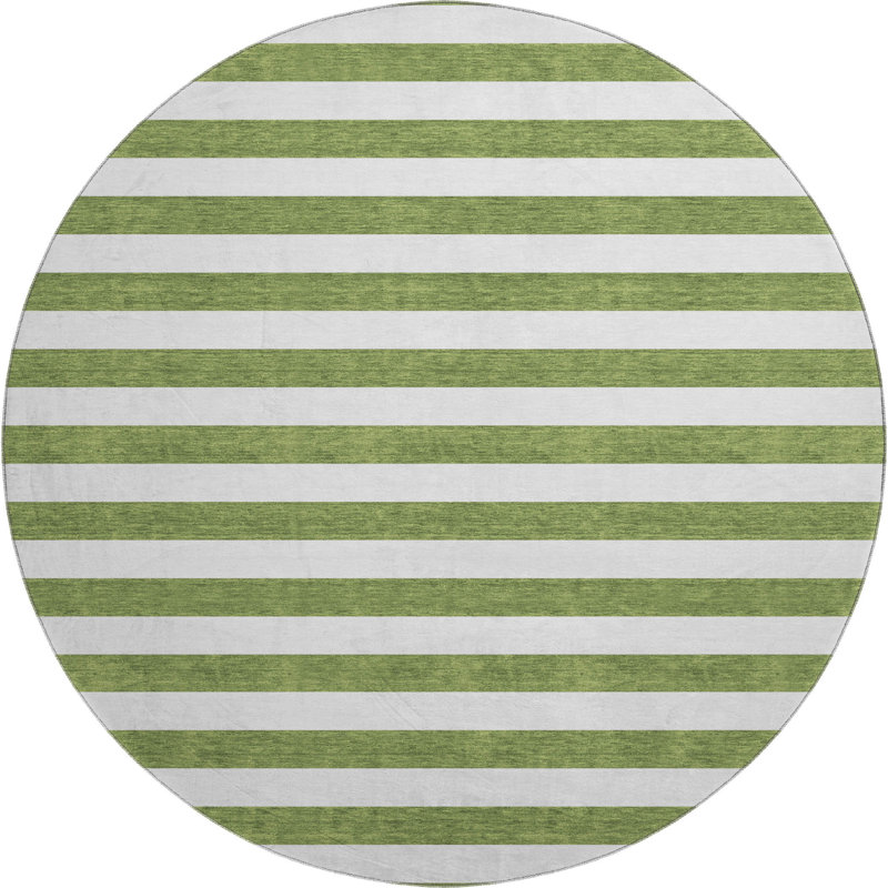Premium Machine Washable Cerrito AMF528 Olive Rug, Round 8'