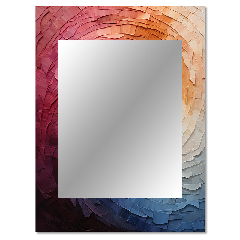 Colorful Rainbow wave I - Rainbow Decorative Wall Mirror, Traditional Large Mirror, Printed Metal Art, 40" x 30"