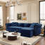 Canapé Chesterfield, canapé-lit gigogne 3 en 1 de 89 po, canapé-lit convertible, canapé-lit très grand, méridienne, canapé en velours 3 places avec repose-pieds mobile, conception capitonnée, bleu-543063771