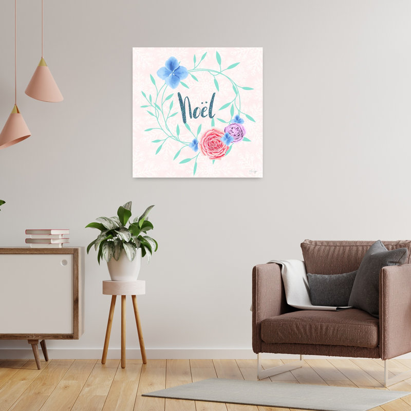 Pastel Noel Wreath, art contemporain, H 24 po x l 24 po