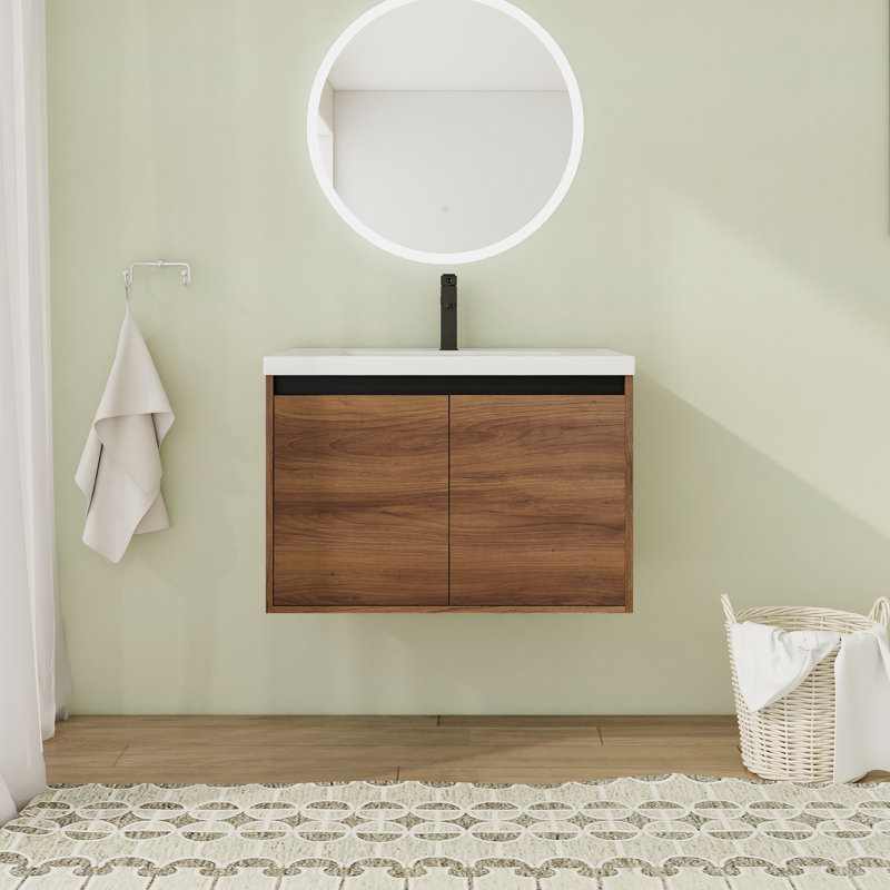 Meuble-lavabo simple 29,6 po avec comptoir, Brun