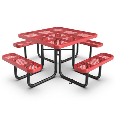 Ensemble de meubles d'extérieur en acier 78,7 po x 78,7 po x 29,9 po noir + rouge - structure en acier robuste