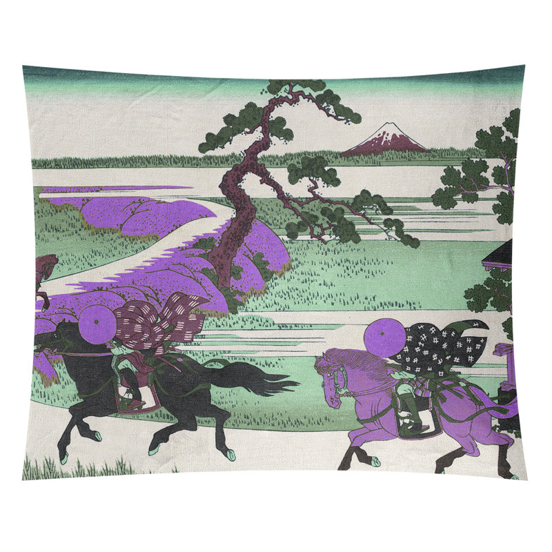 Tapisserie murale «Sekiya Village at Sumida River», H 27,5 po x l 37,5 po, Brun/mauve