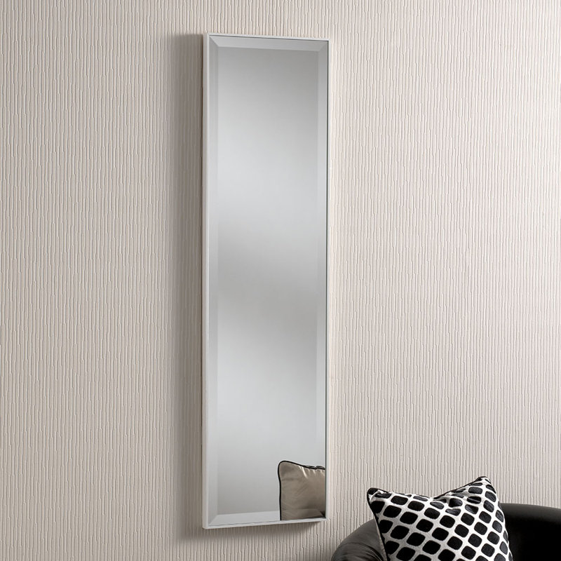 Arjae Wood Flat Wall Mirror, 154cm H x 63cm W, White